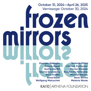<strong>Exhibition Identity</strong><br/>
<em>frozen mirrors</em><br/>Kai 10 | Arthena Foundation<br/> 