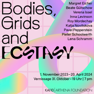 <strong>Exhibition Identity</strong><br/>
<em>Bodies, Grids and Ecstasy</em><br/>Kai 10 | Arthena Foundation<br/> 